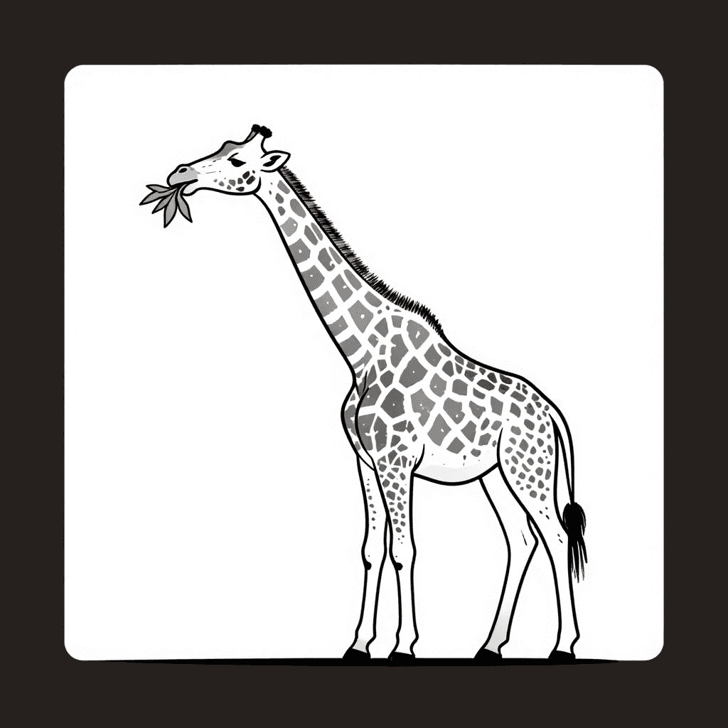 A Giraffe Eating Leaves Coloring Page - free printable coloring page for kids to download