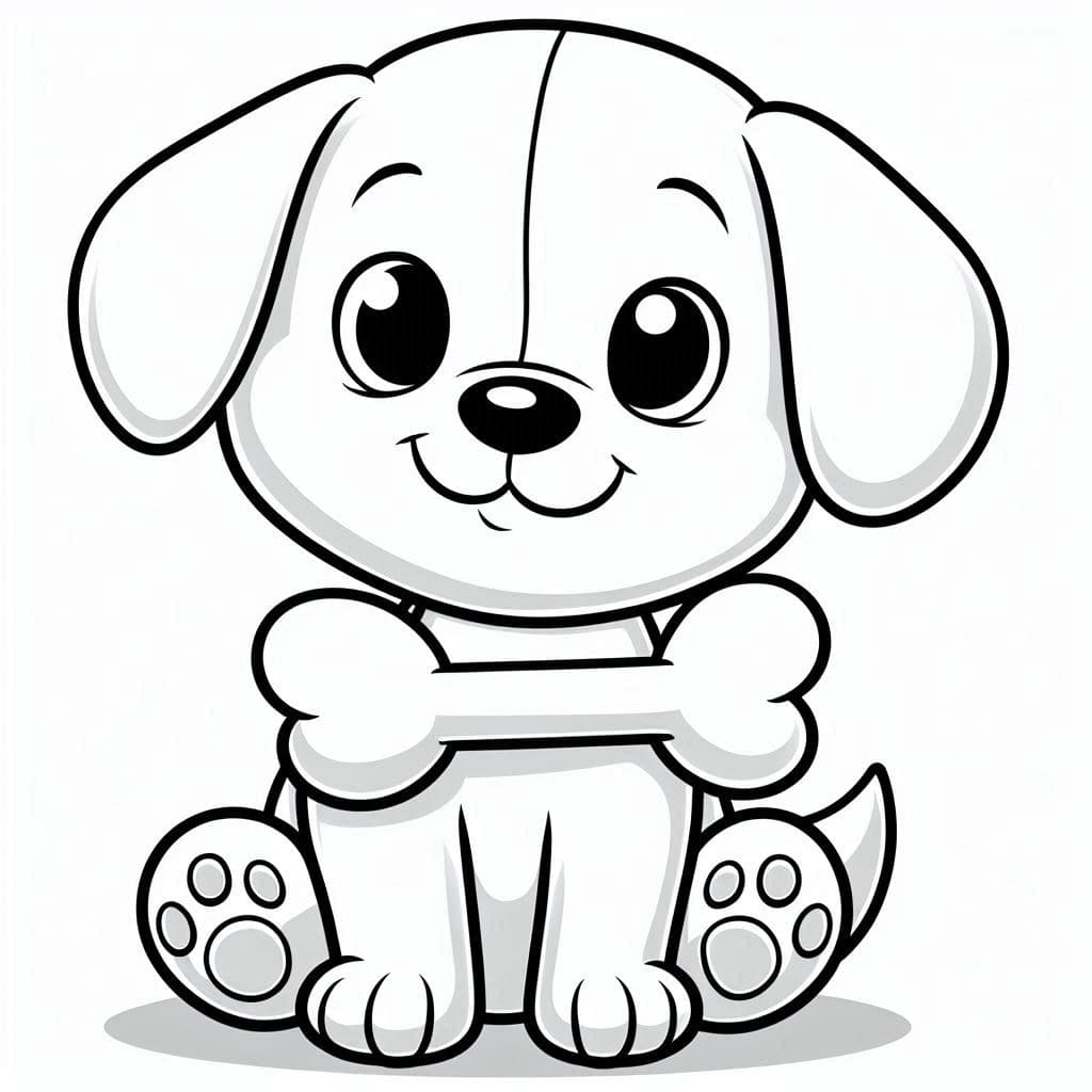 A Dog With Bone - Playful Free Coloring Pages for Puppy Lovers! - free coloring page image 2 of 4