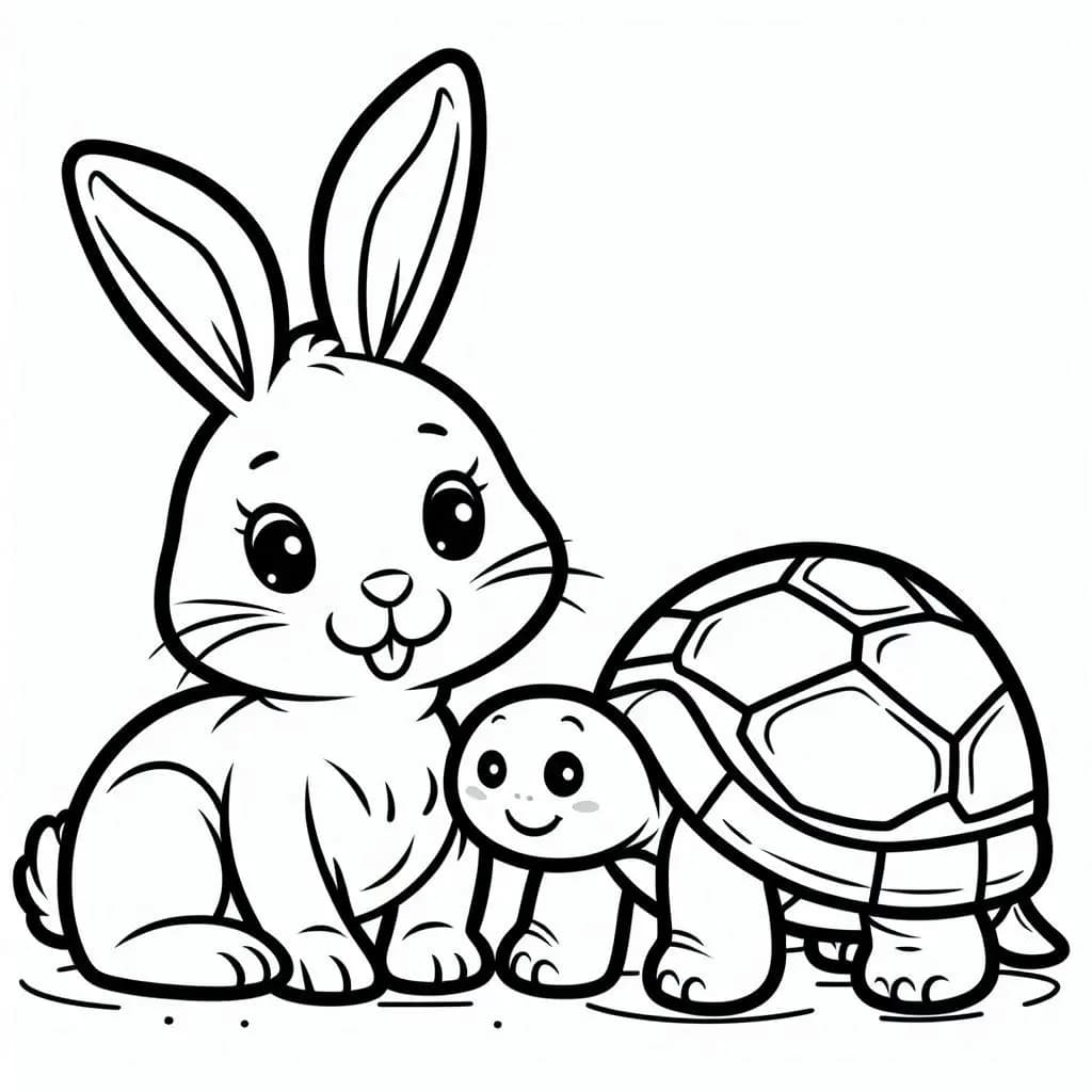 Rabbit and Turtle - Free Coloring Pages for a Classic Tale! - free printable coloring page for kids to download
