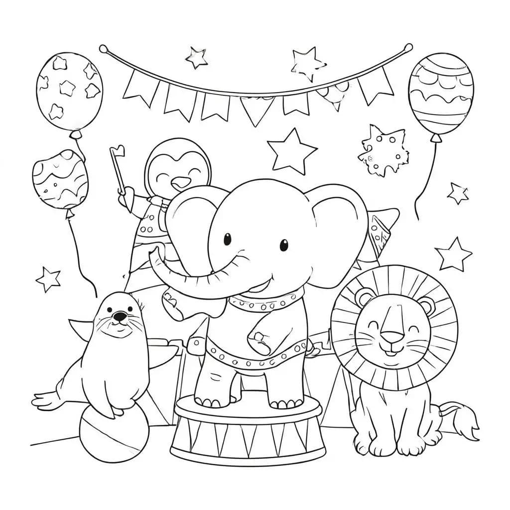 Big Top Fun: Animal Circus Coloring Book - free coloring page image 3 of 7