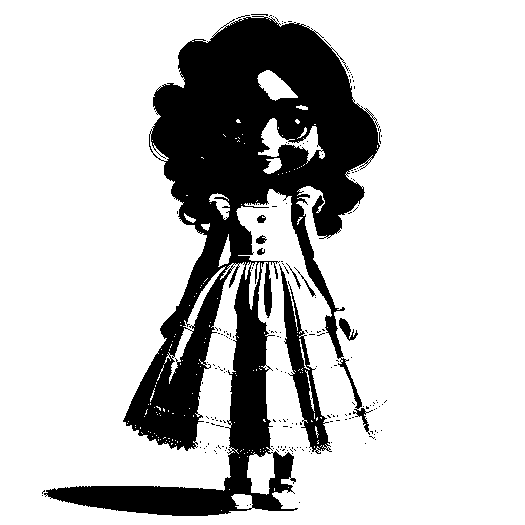 A Doll With Dress Coloring Page - free printable coloring page for kids to download