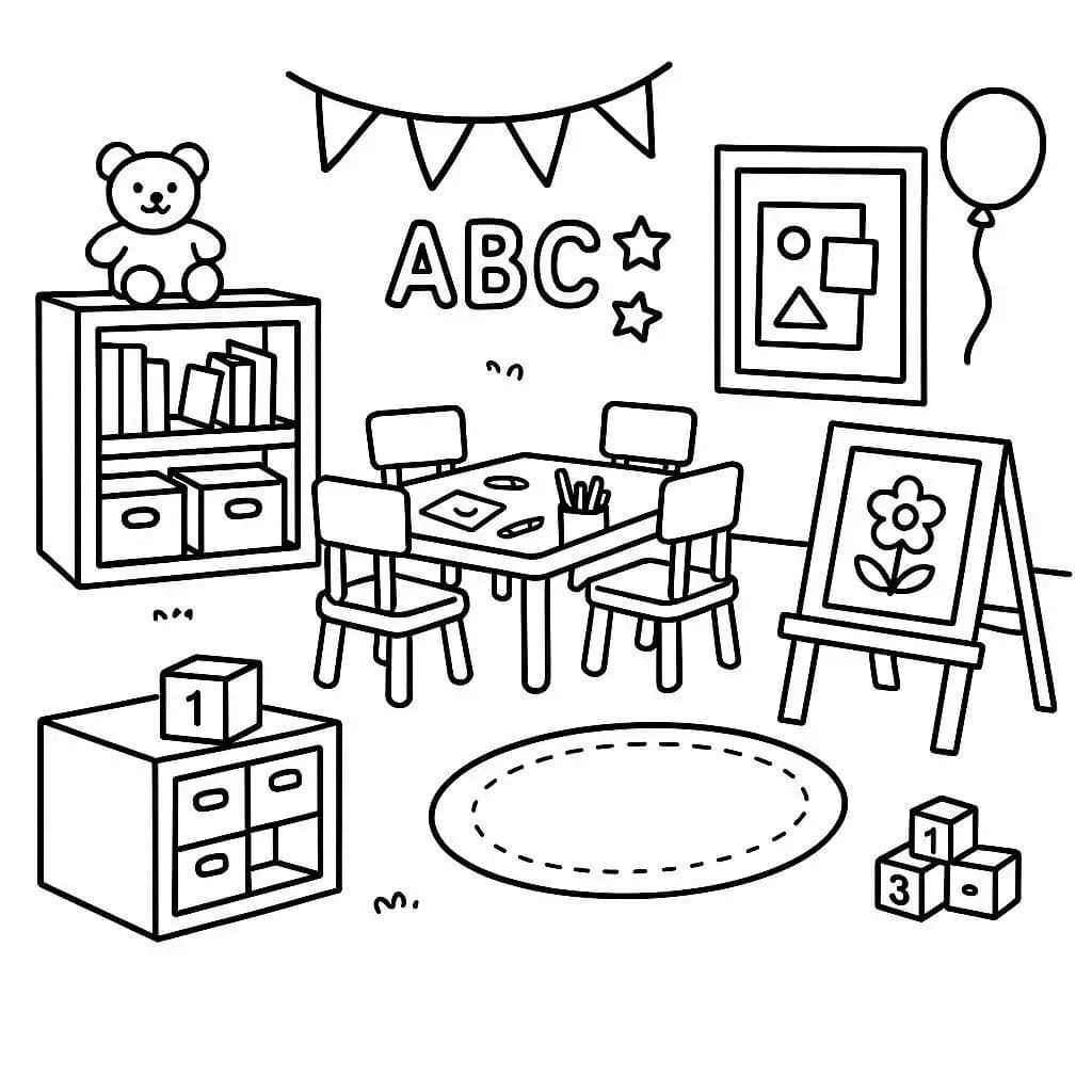 Fun in KinderClass: Happy Classroom Coloring Book - free coloring page image 4 of 4