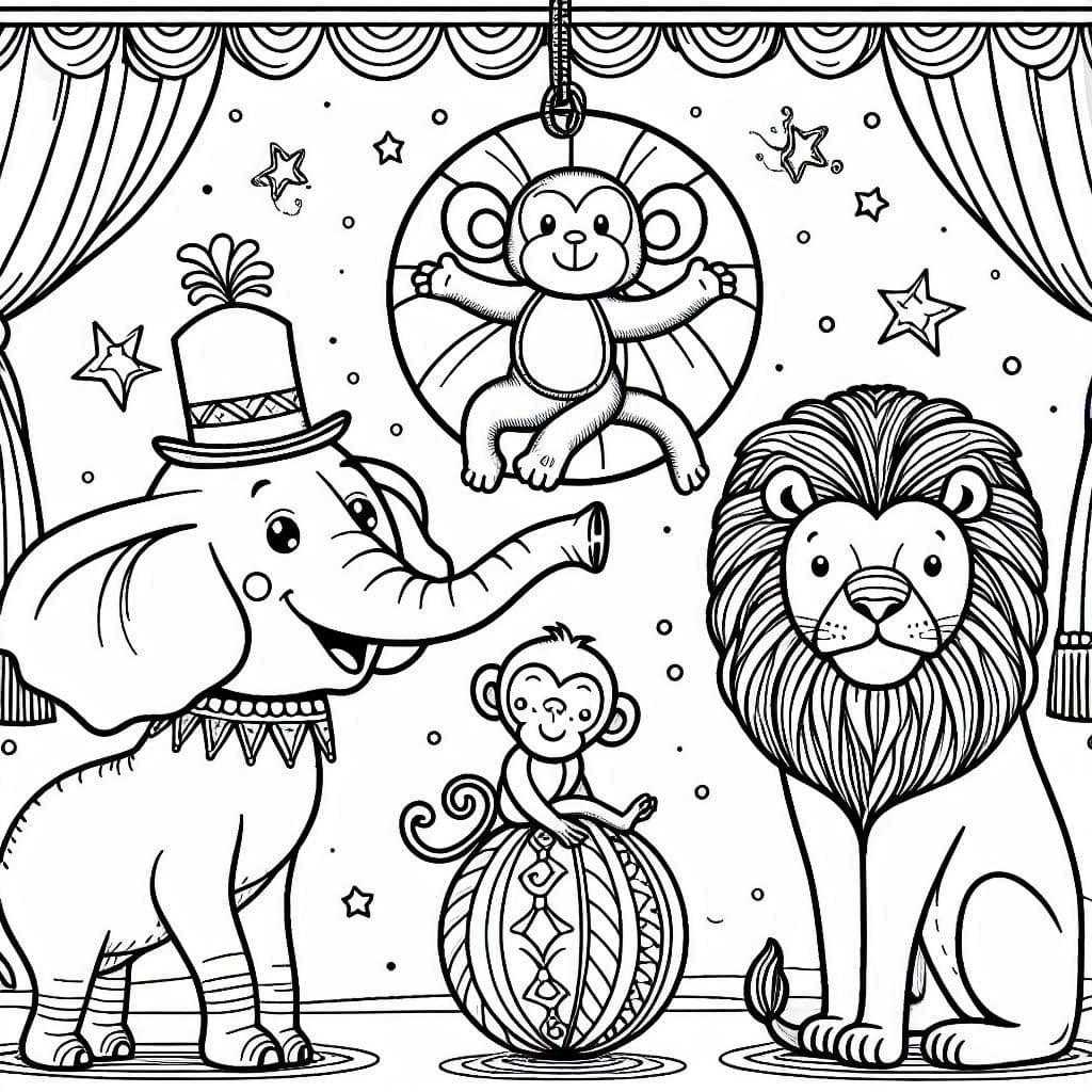 Big Top Fun: Animal Circus Coloring Book - free coloring page image 6 of 7