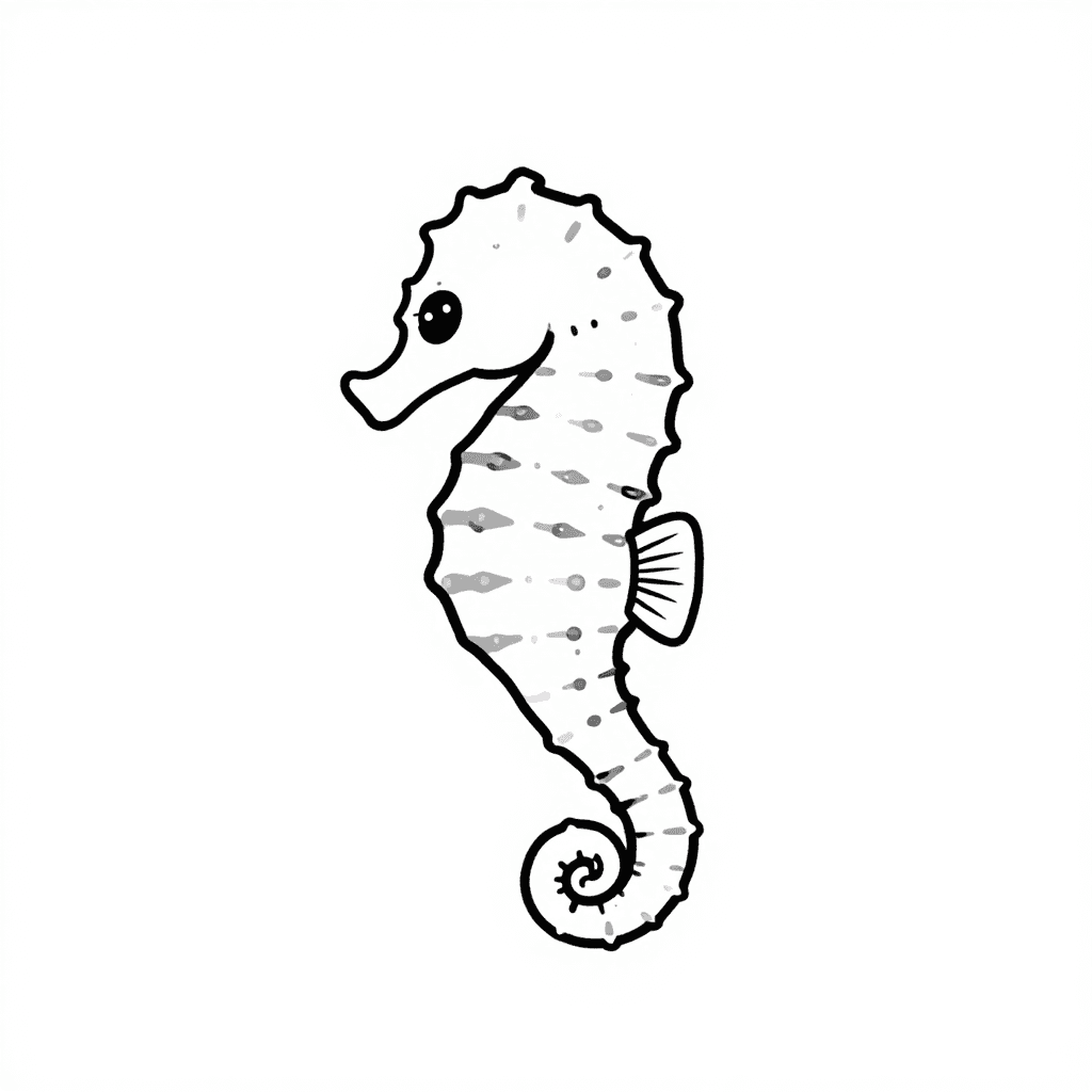 A Seahorse Swimming Coloring Page - free printable coloring page for kids to download
