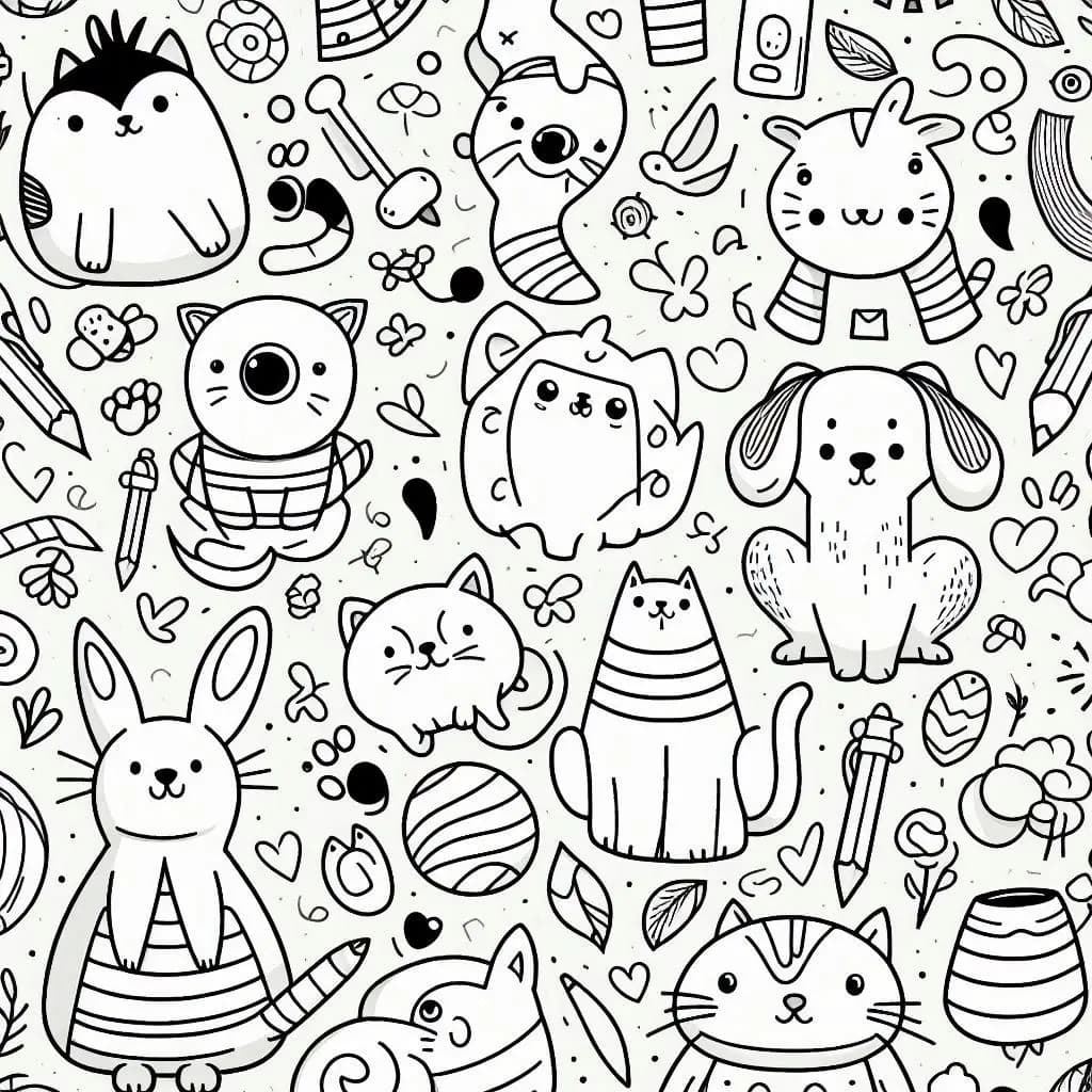 Funny Walls: Cute & Silly Wallpaper Coloring Book   - free coloring page image 3 of 4