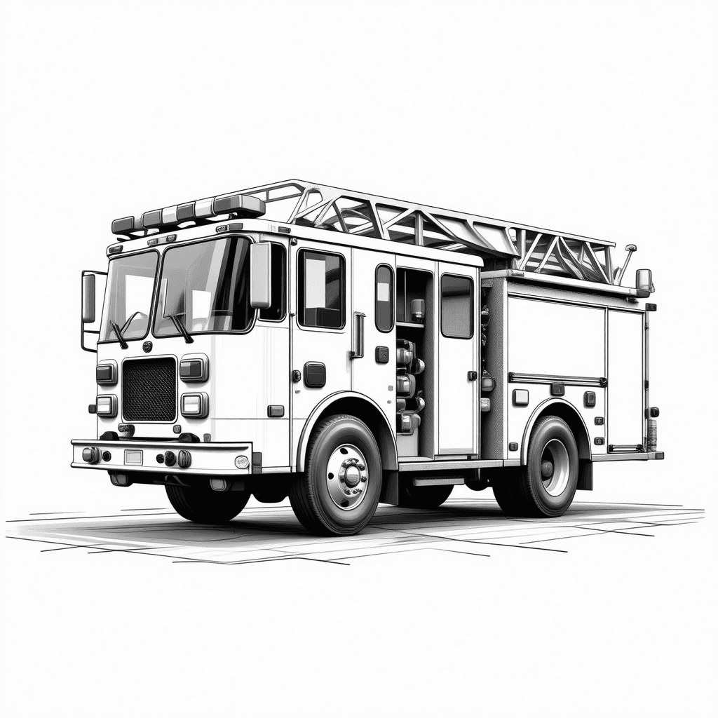 A Fire Truck Coloring Page - free coloring page image 3 of 4