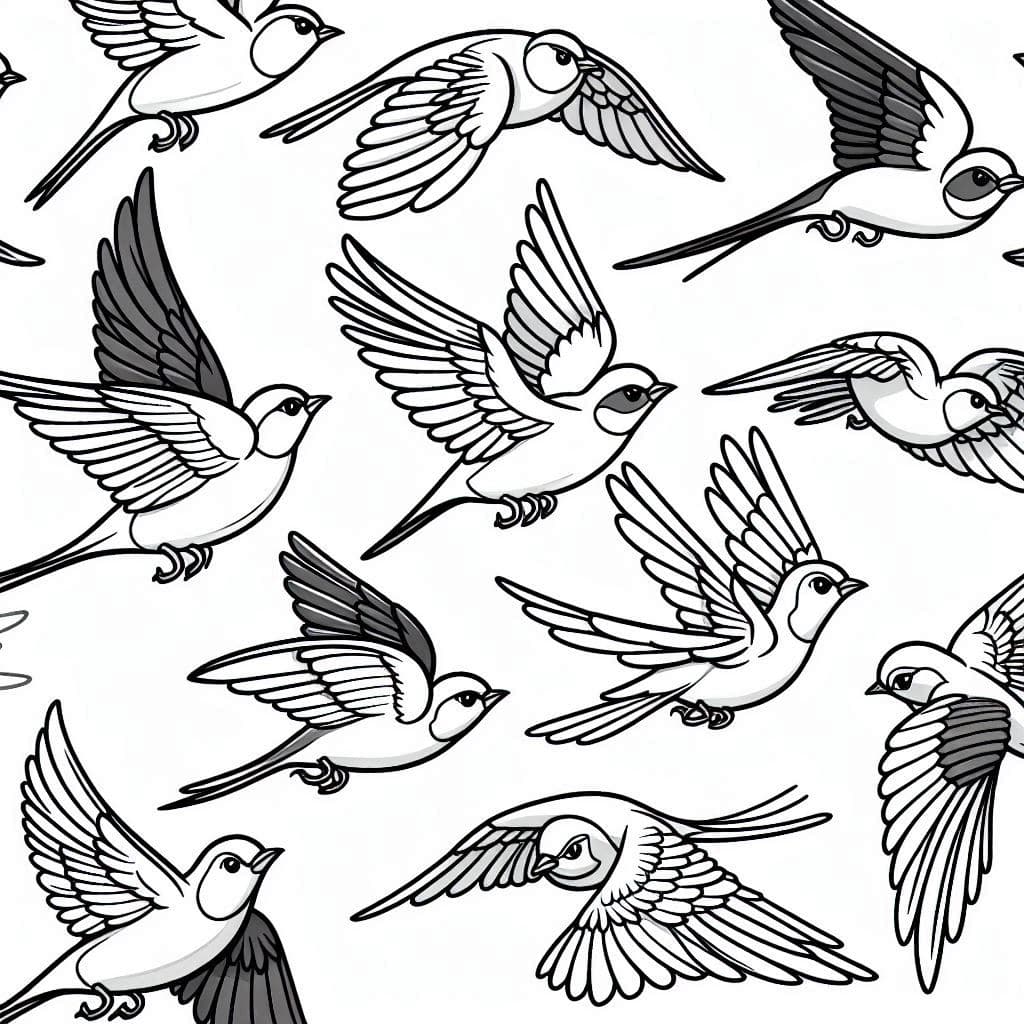 Flying Birds – Graceful Wings in the Sky - free coloring page image 2 of 4