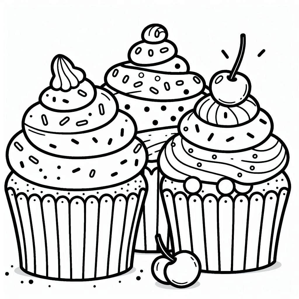 Cupcakes - Delicious Free Coloring Pages for Baking Enthusiasts! - free coloring page image 4 of 4
