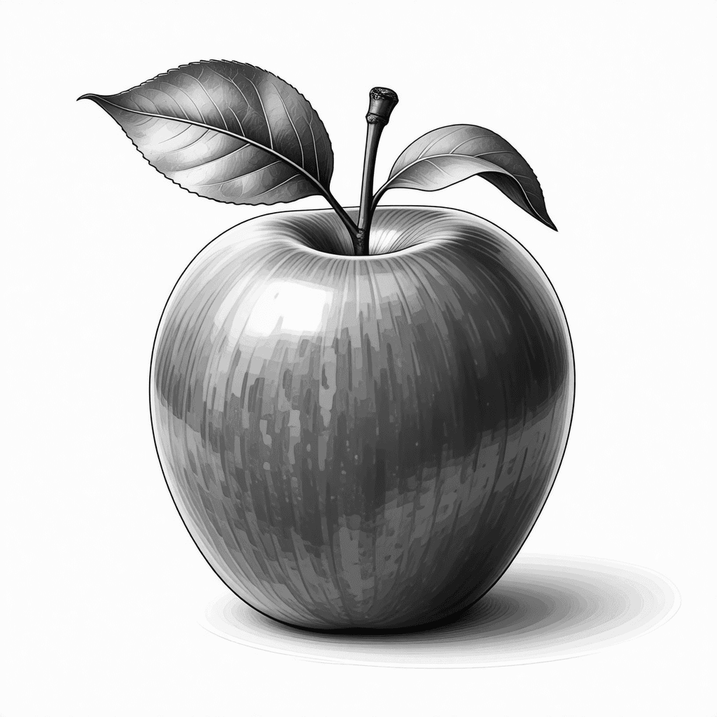 A Apple With Leaf Coloring Page - free coloring page image 1 of 4