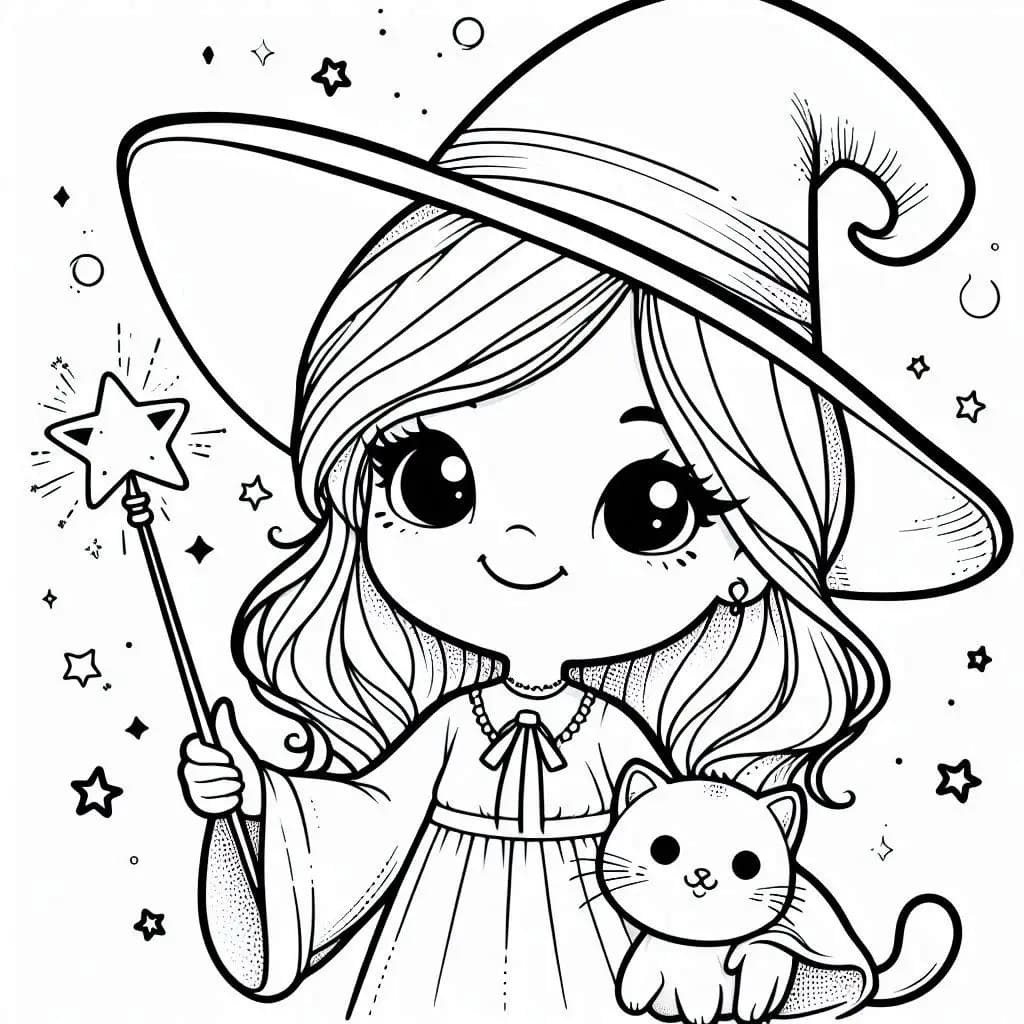 Kind Witch - Friendly & Magical Free Coloring Pages! - free printable coloring page for kids to download