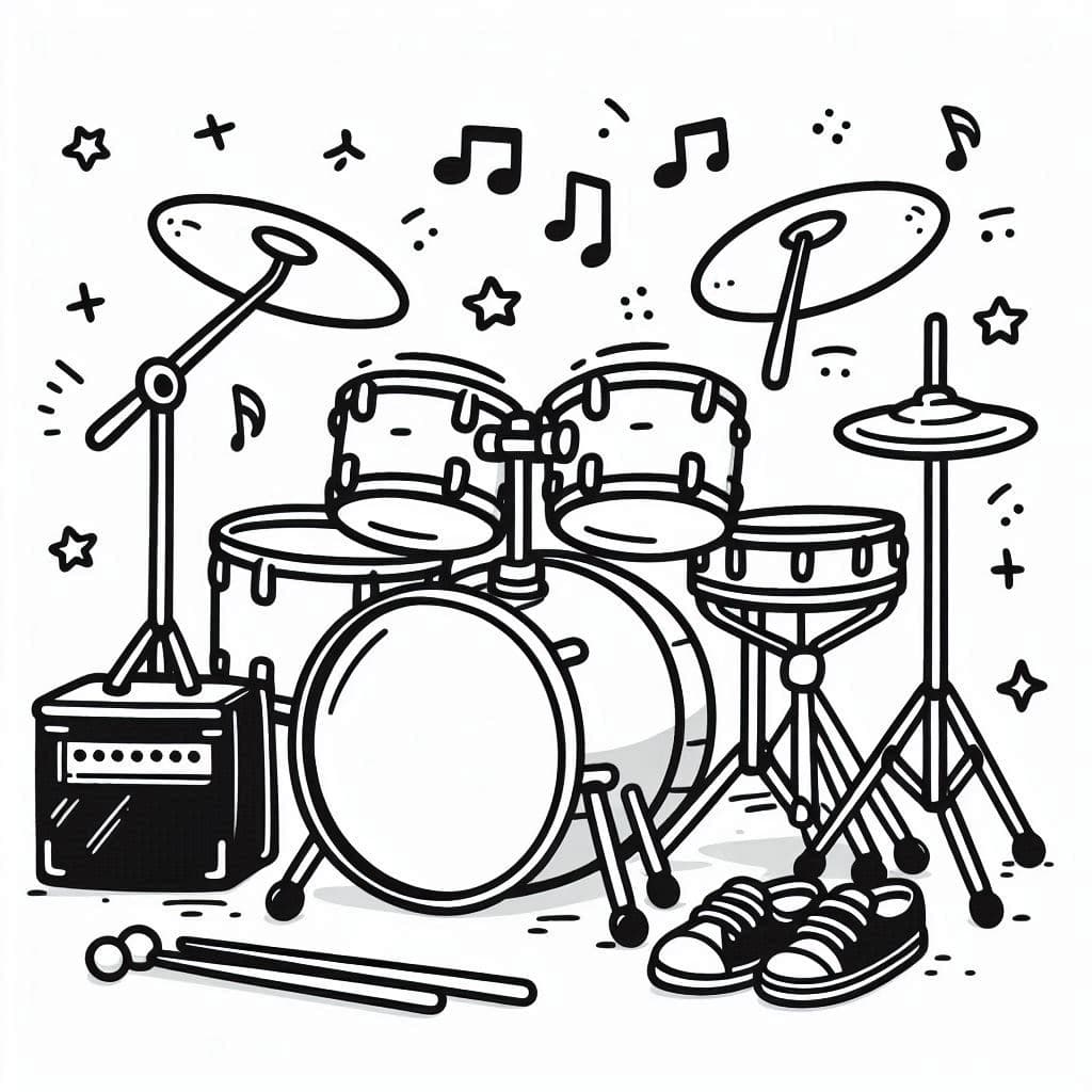 A Drum Set - Rhythmic Free Coloring Pages for Beat Lovers! - free coloring page image 3 of 4