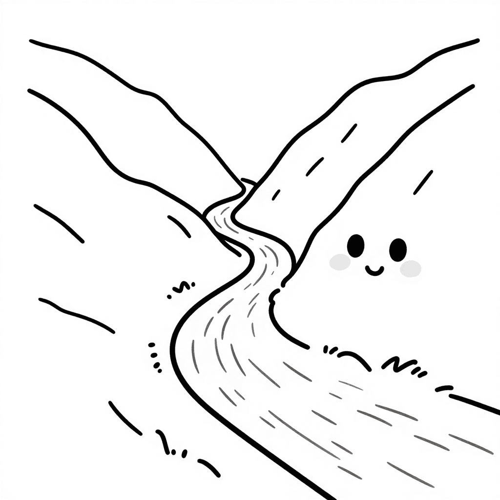 A River Winding Through Valley Coloring Page - free coloring page image 2 of 3