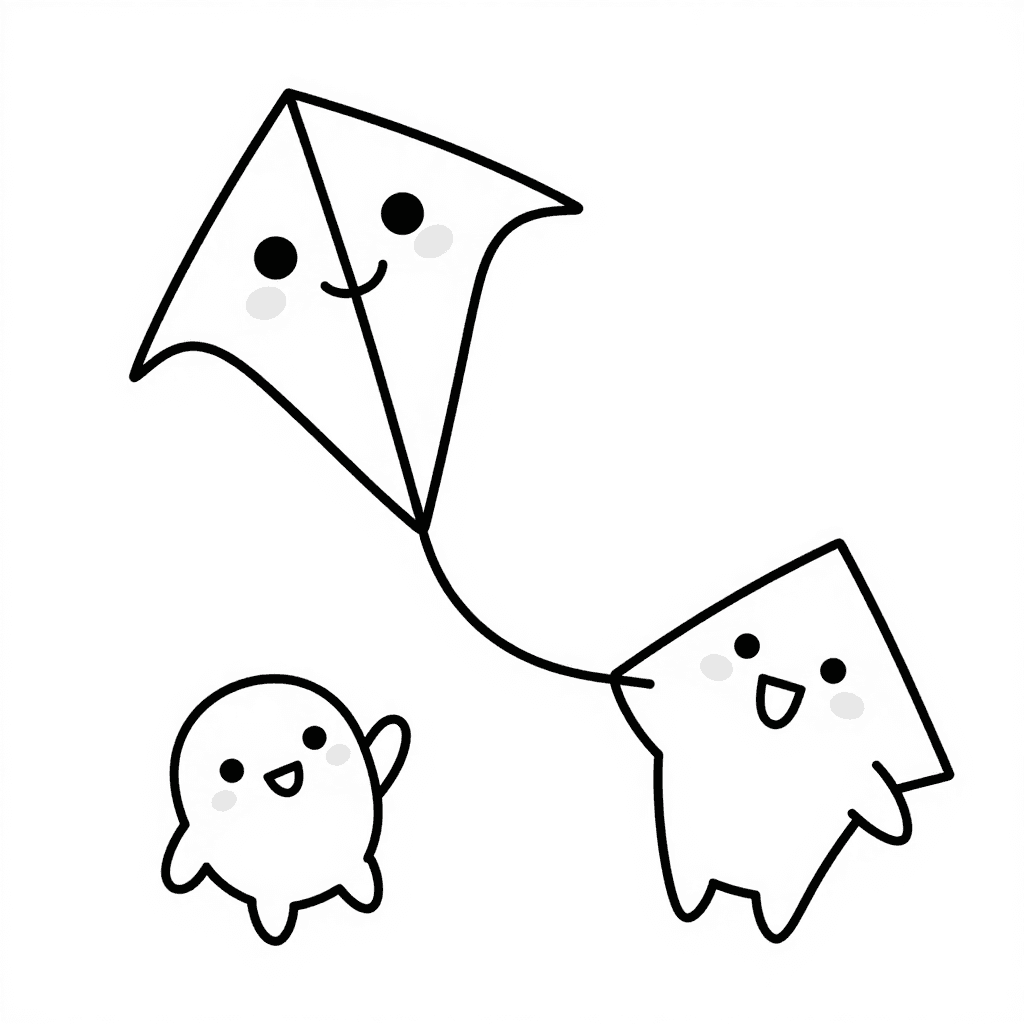 A Kite Flying Coloring Page - free coloring page image 2 of 3