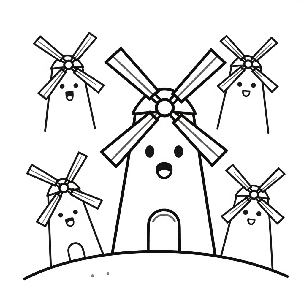 A Windmill On Hill Coloring Page - free coloring page image 2 of 3