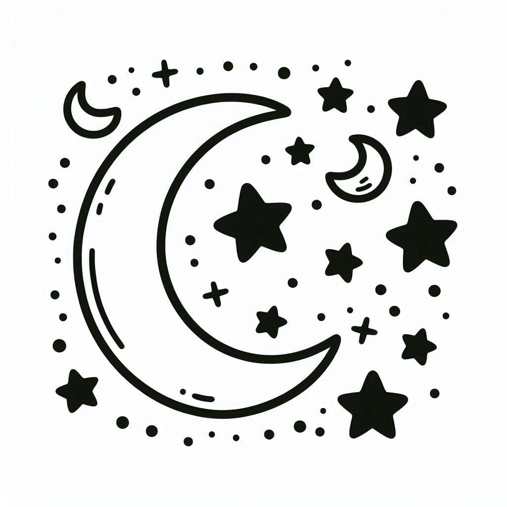Moon and Stars – A Magical Night Sky Coloring Adventure! - free coloring page image 4 of 4