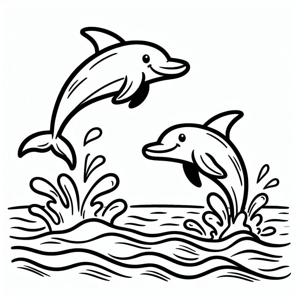 Jumping Dolphins – A Fun and Playful Coloring Adventure! - free coloring page image 4 of 4
