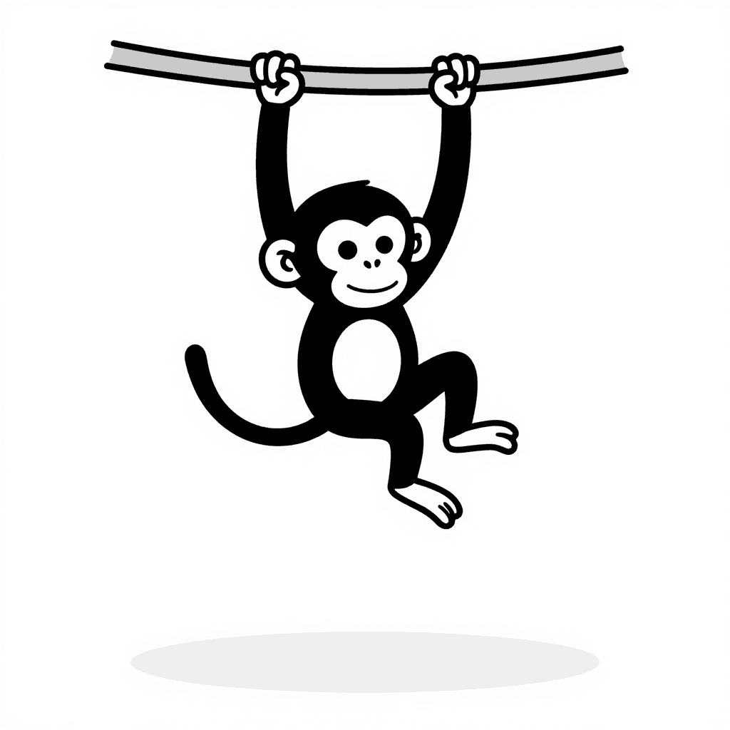 A Monkey Swinging On Vine Coloring Page - free printable coloring page for kids to download