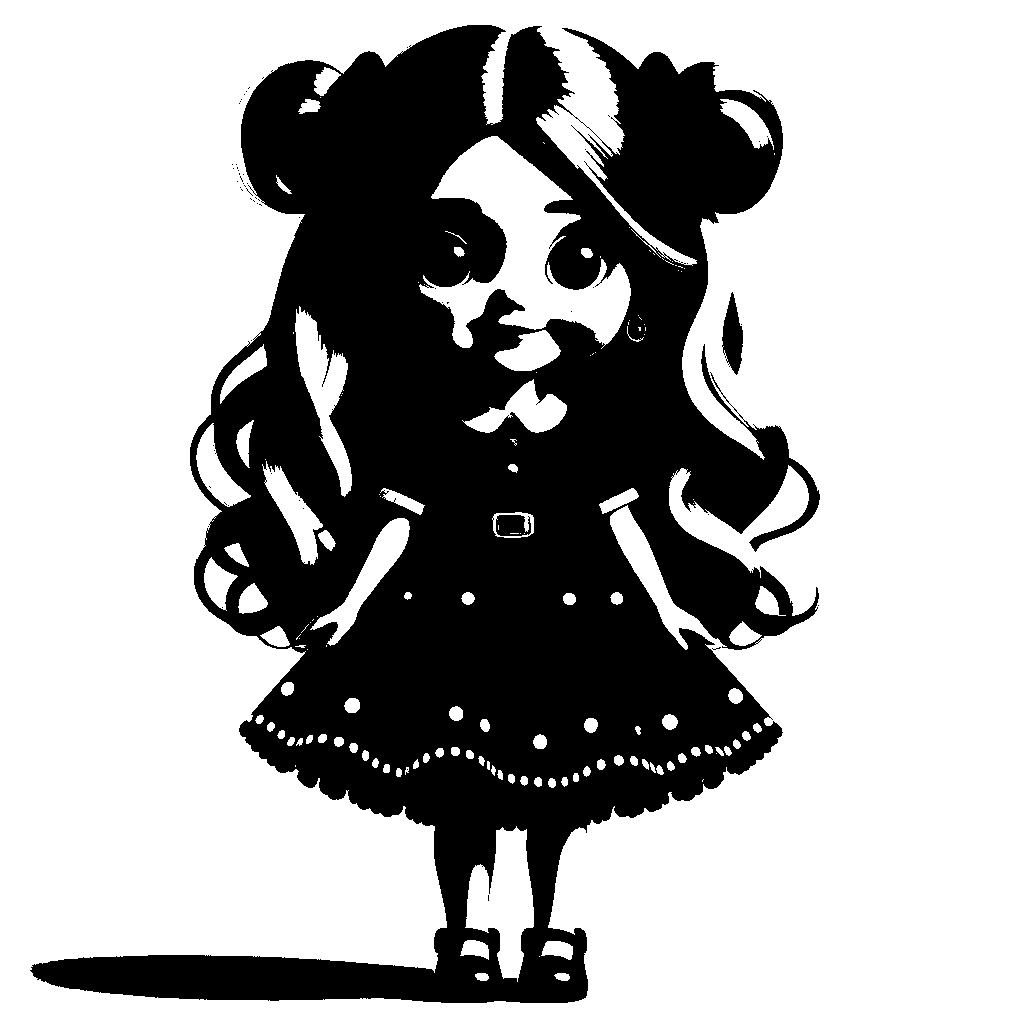 A Doll With Dress Coloring Page - free coloring page image 2 of 4