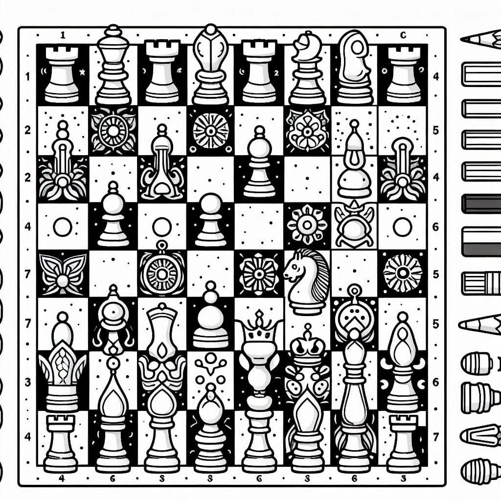 A Chessboard - Strategic Free Coloring Pages for Young Thinkers! - free coloring page image 2 of 4