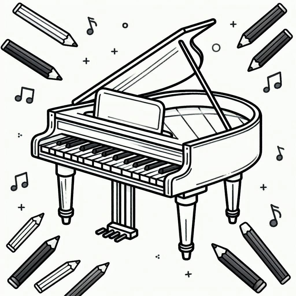 A Piano - Musical Free Coloring Pages for Creative Souls! - free coloring page image 3 of 4