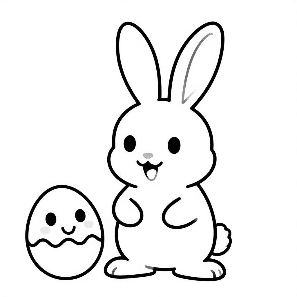 Easter Bunny With Egg Coloring Page - free coloring page image 2 of 3
