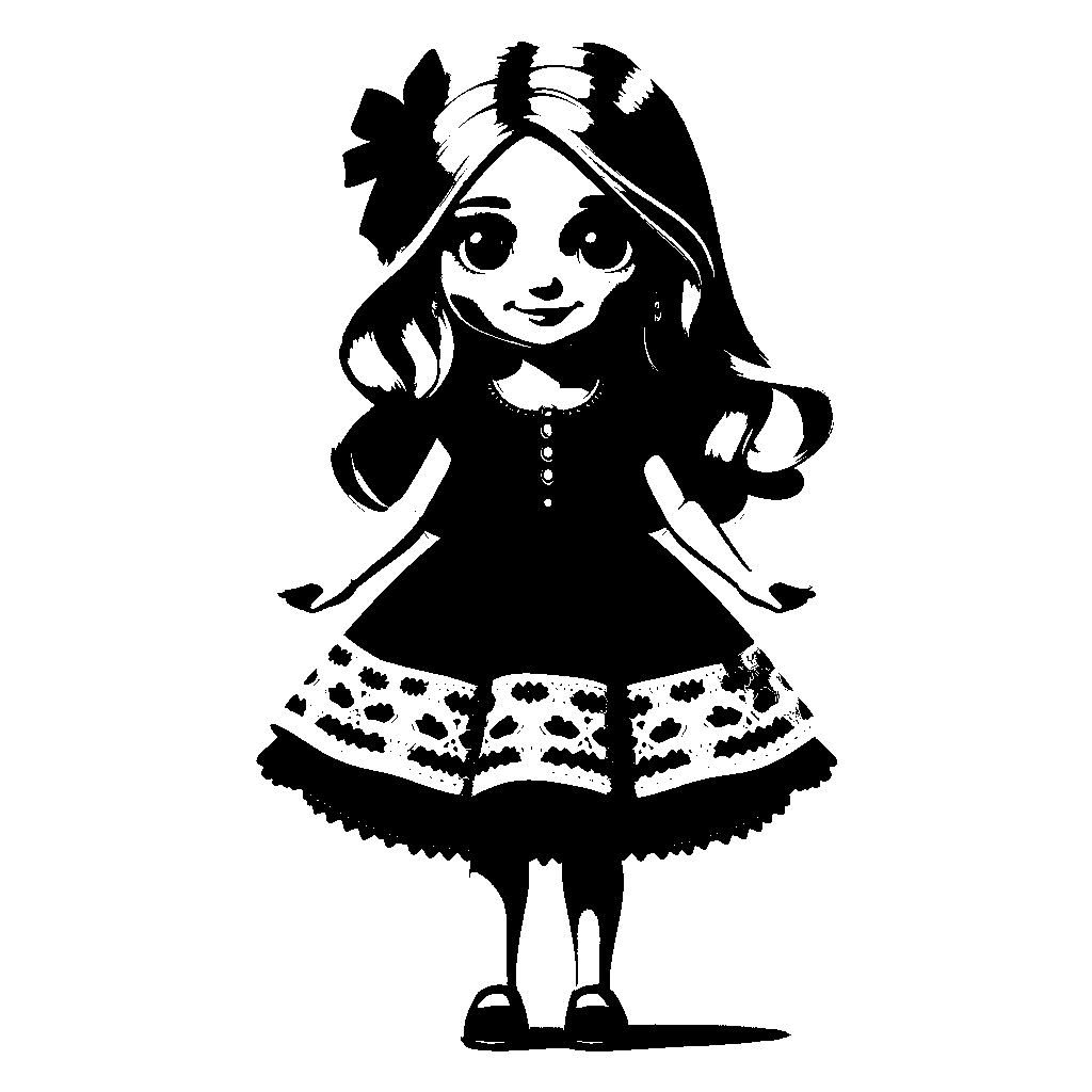 A Doll With Dress Coloring Page - free coloring page image 4 of 4