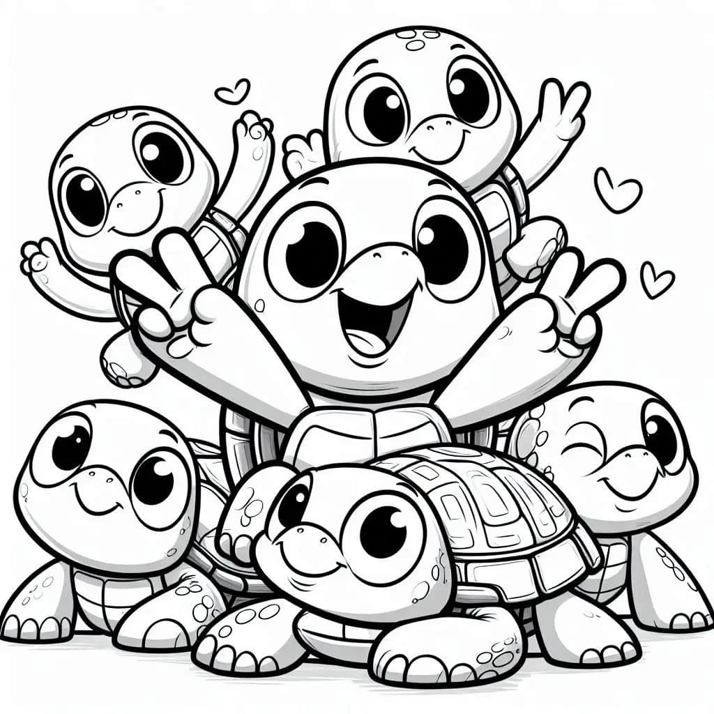 Funny Turtles – A Shell of Laughter and Creativity! - free printable coloring page for kids to download