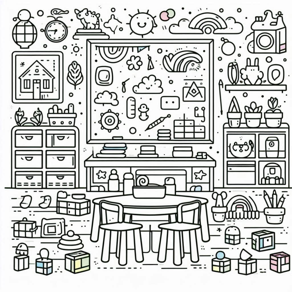 Fun in KinderClass: Happy Classroom Coloring Book - free coloring page image 2 of 4