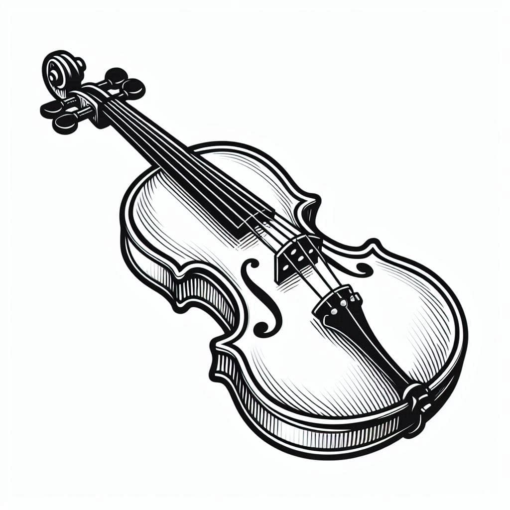 A Violin - Elegant Free Coloring Pages for Music Lovers & Artists! - free coloring page image 2 of 4