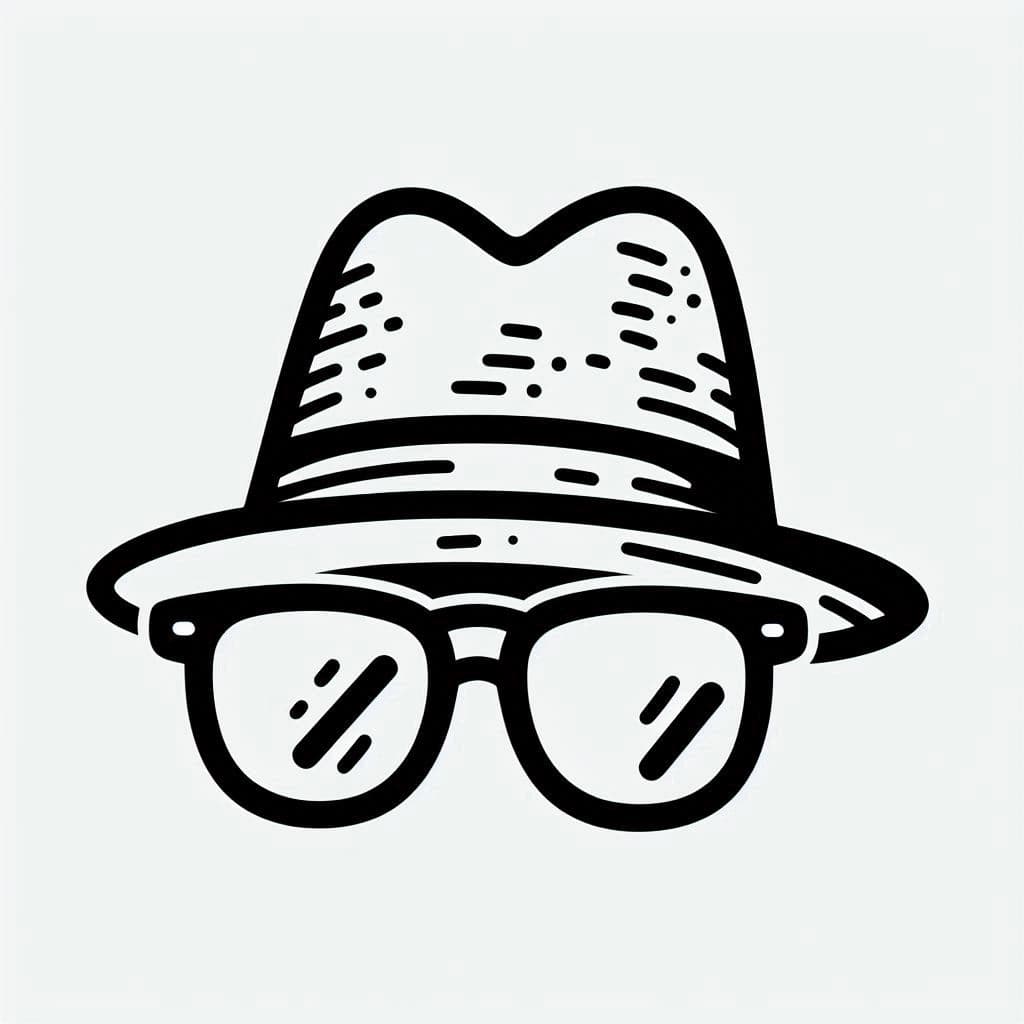 Hat and Glasses - Stylish Free Coloring Pages for Fashion Fun! - free coloring page image 2 of 4