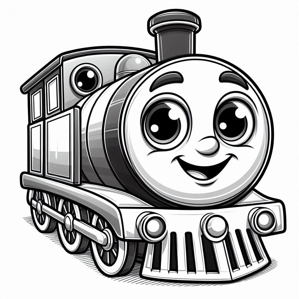 Smiling Train with Big Eyes - Charming Free Coloring Pages for Train Lovers! - free coloring page image 4 of 4