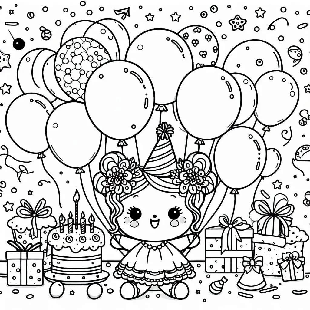 Balloons Party – A Fun and Festive Coloring Adventure! - free printable coloring page for kids to download