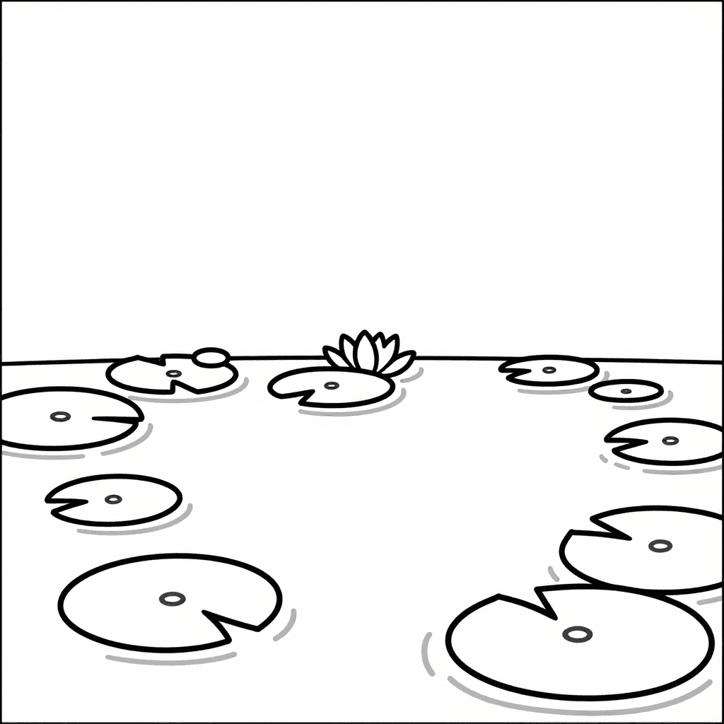 Lily Pad On Pond Coloring Page - free printable coloring page for kids to download