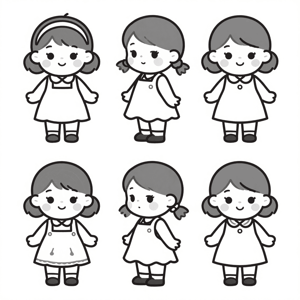 A Doll With Dress Coloring Page - free coloring page image 2 of 3
