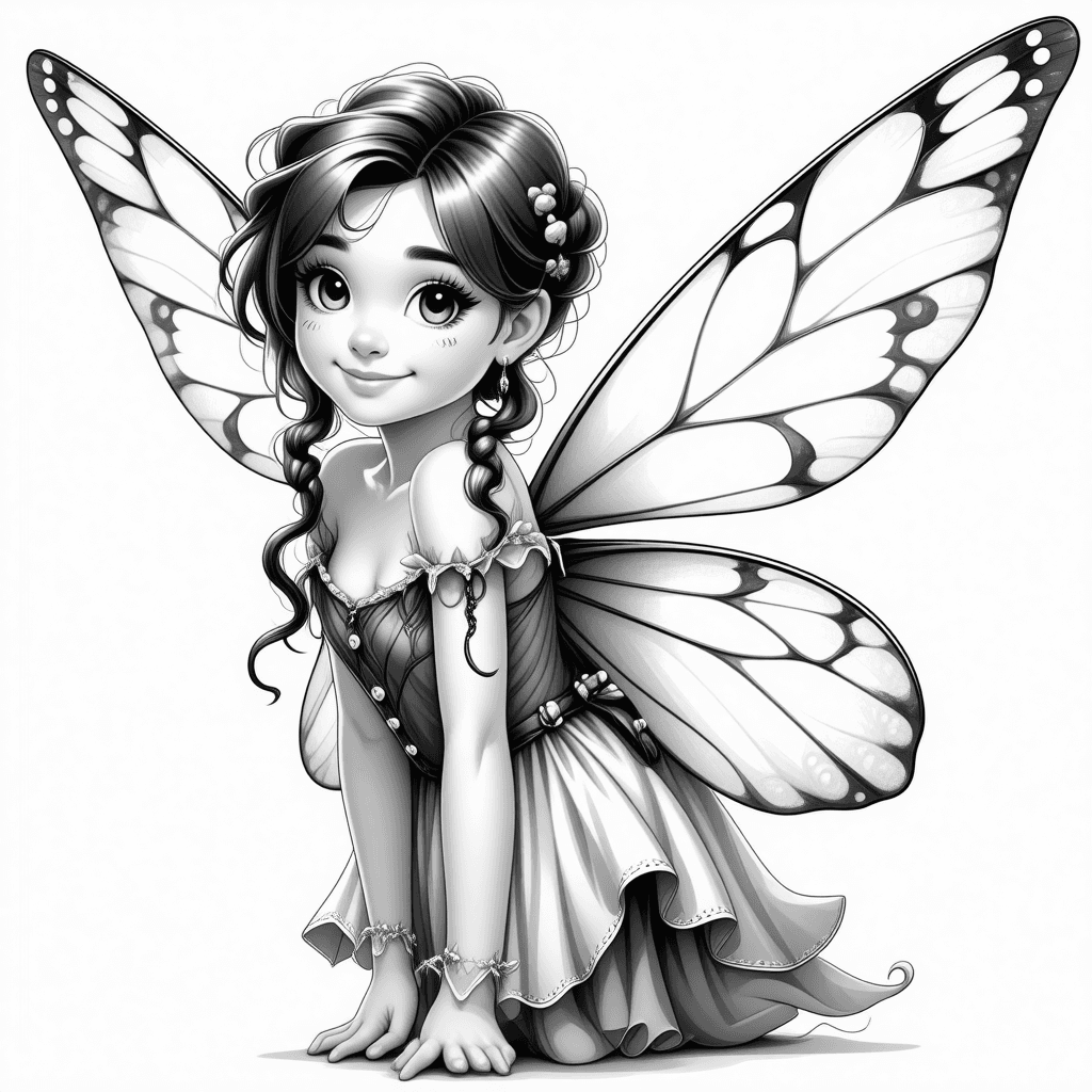 A Fairy With Wings Coloring Page - free coloring page image 2 of 4