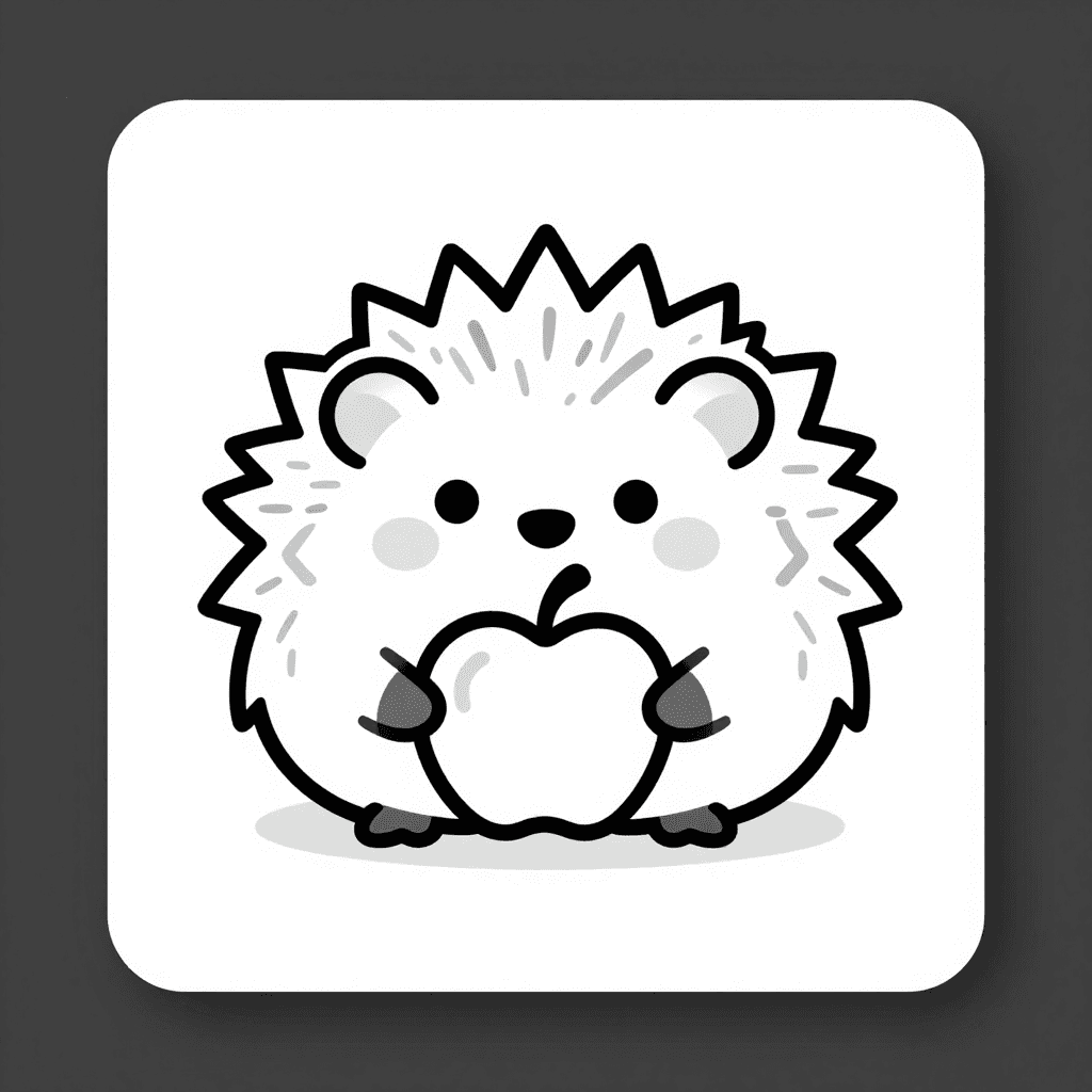 A Hedgehog With Apple Coloring Page - free coloring page image 3 of 3
