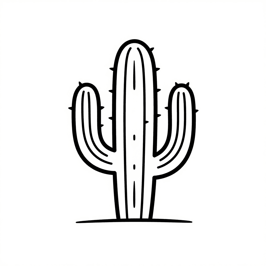 Cactus In Desert Coloring Page - free coloring page image 3 of 4