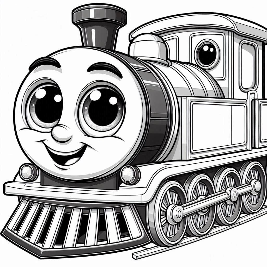 Smiling Train with Big Eyes - Charming Free Coloring Pages for Train Lovers! - free coloring page image 3 of 4