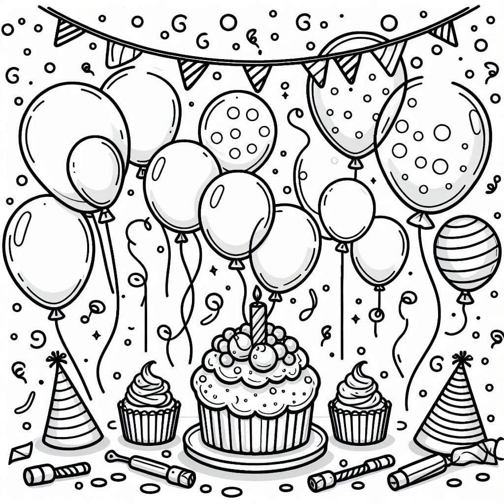 Balloons Party – A Fun and Festive Coloring Adventure! - free coloring page image 4 of 4