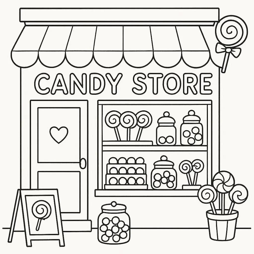 Sweet Fun at the Magical Candy Shop – Coloring Book - free coloring page image 2 of 4