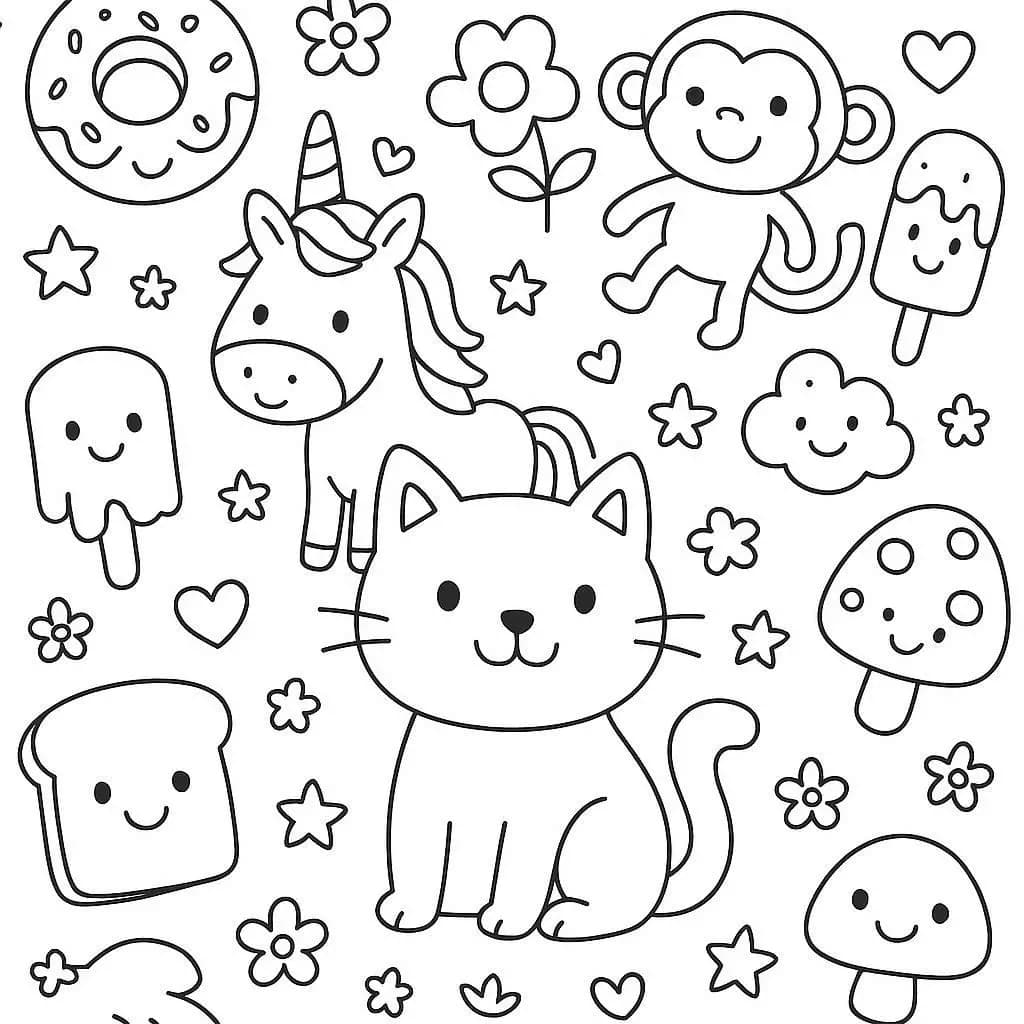Funny Walls: Cute & Silly Wallpaper Coloring Book   - free printable coloring page for kids to download
