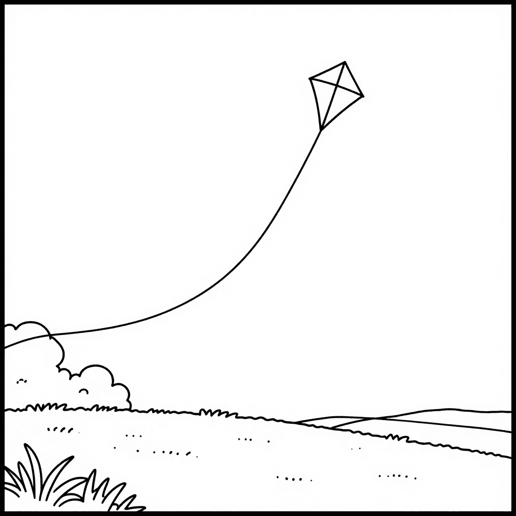 A Kite Flying Coloring Page - free coloring page image 1 of 3