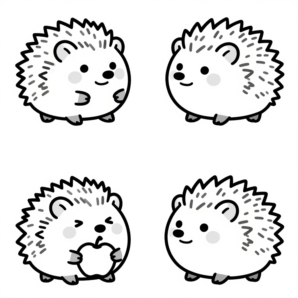 A Hedgehog With Apple Coloring Page - free coloring page image 2 of 3