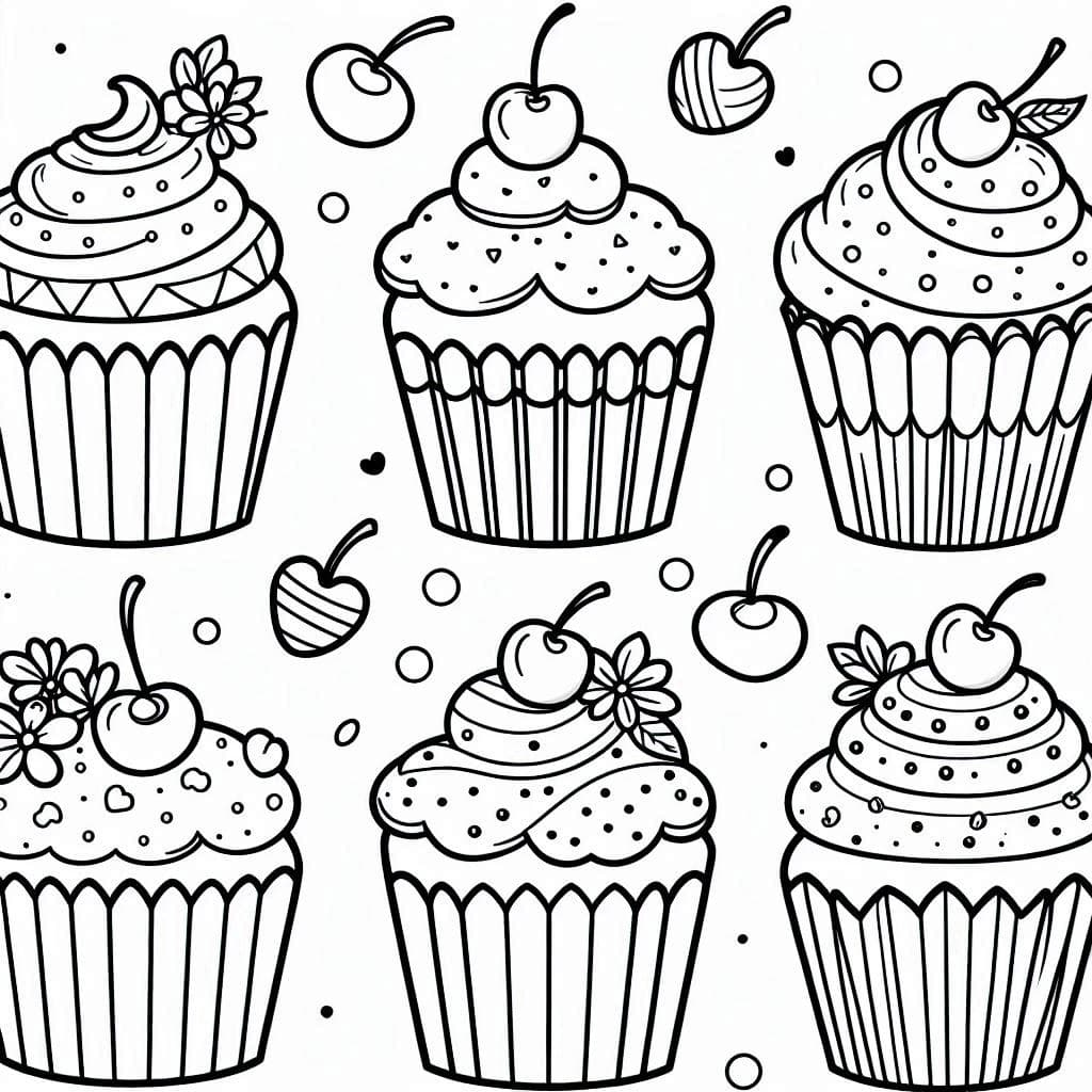 Cupcakes - Delicious Free Coloring Pages for Baking Enthusiasts! - free coloring page image 3 of 4