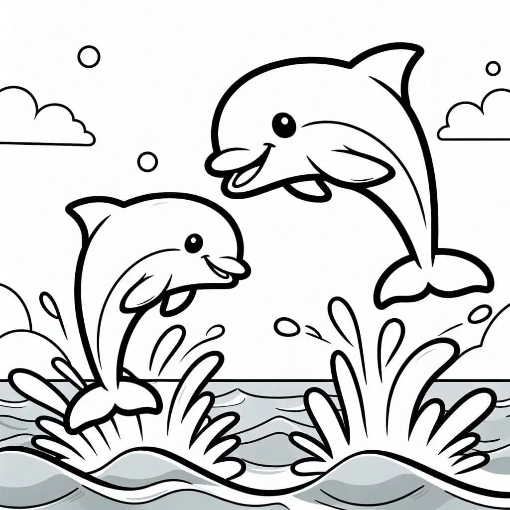 Jumping Dolphins – A Fun and Playful Coloring Adventure! - free printable coloring page for kids to download