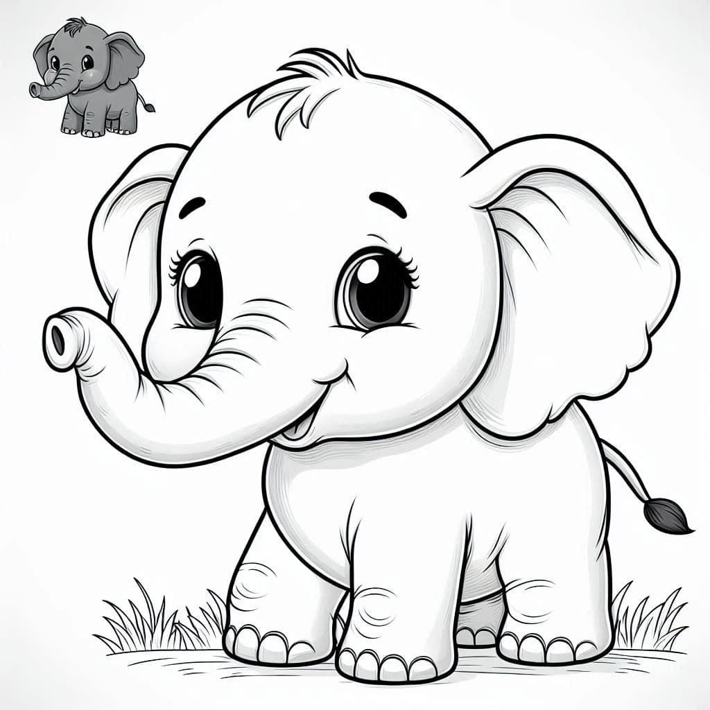 Cute Elephants – Adorable Coloring Fun for All Ages! - free coloring page image 2 of 4