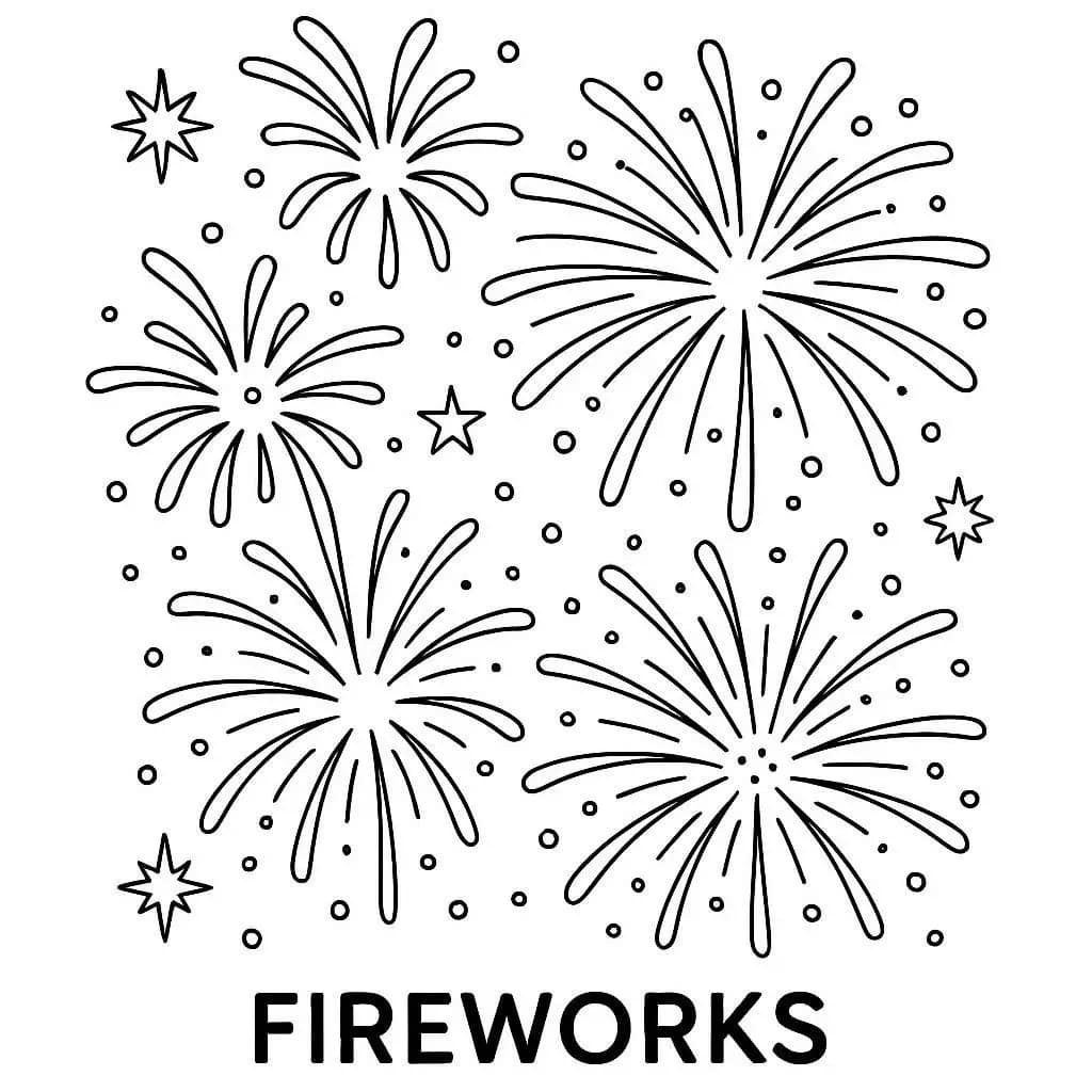 Burst of Colors: Fireworks Fun Coloring Book   - free coloring page image 3 of 6