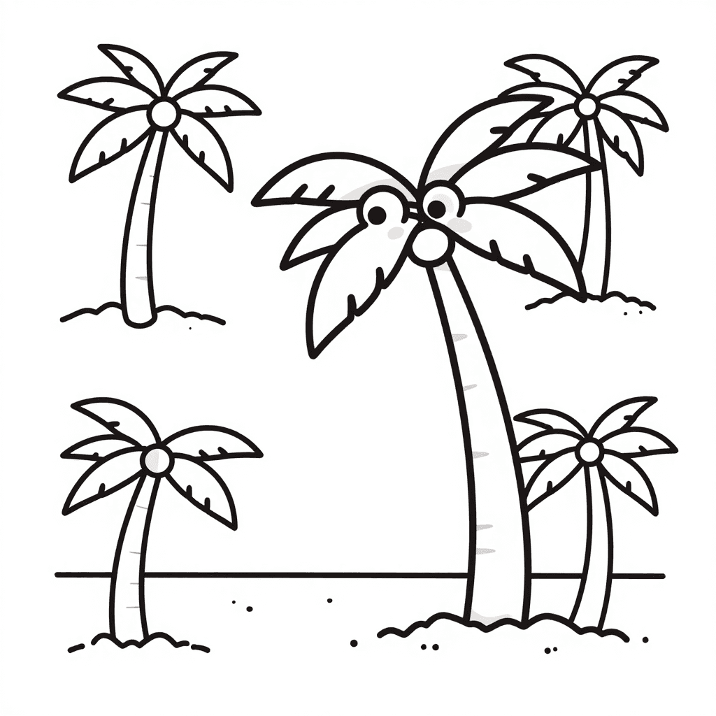 Palm Tree On Beach Coloring Page - free coloring page image 2 of 3