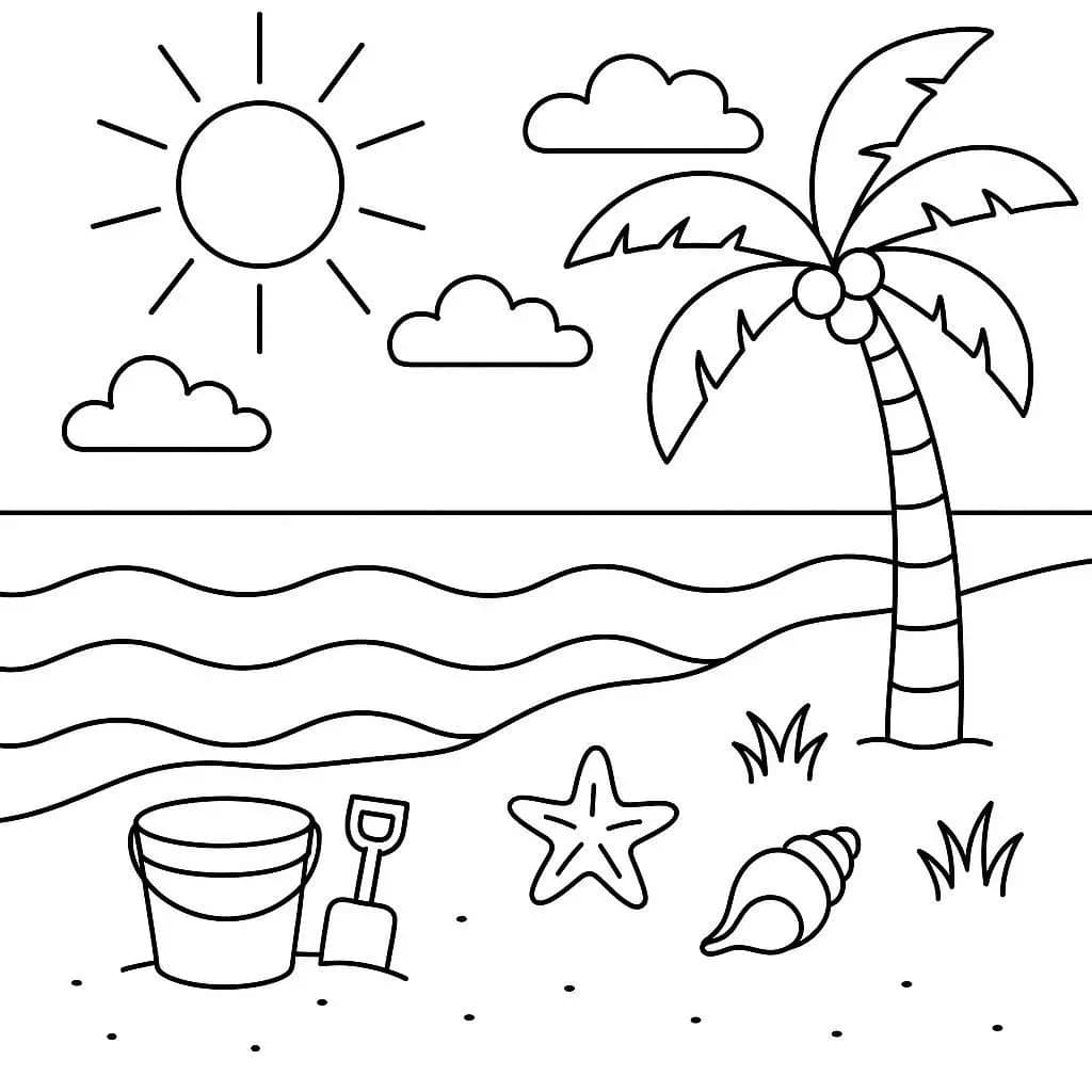 Beach : Sun, Sand & Smiles - free printable coloring page for kids to download