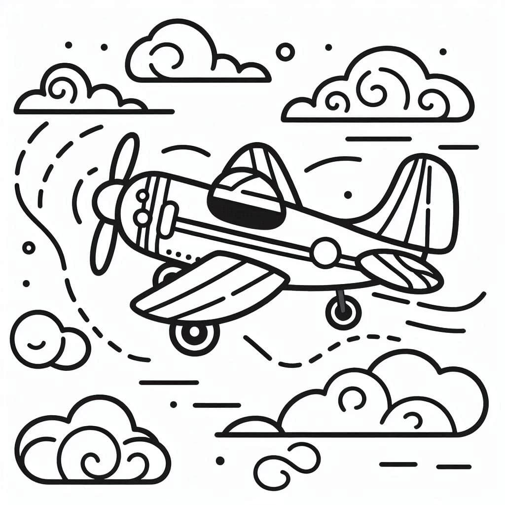 Plane in the Sky – Soar to New Heights with Coloring Fun! - free coloring page image 2 of 4